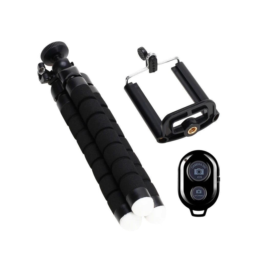 Mini trípode flexible para móvil y cámara – Soporte octopus portátil con clip