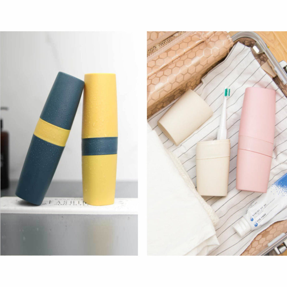 Estuche portátil para cepillo de dientes de viaje – Vaso de enjuague y caja de almacenamiento