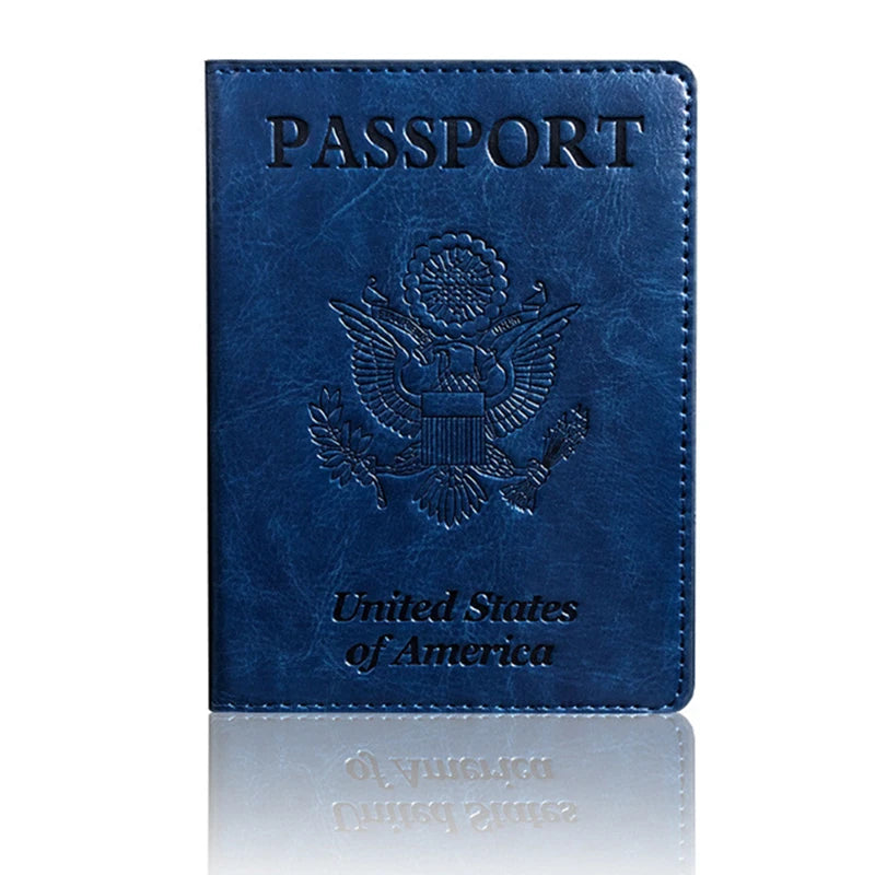 Funda para pasaporte con bloqueo RFID – Cartera de viaje en cuero PU con tarjetero