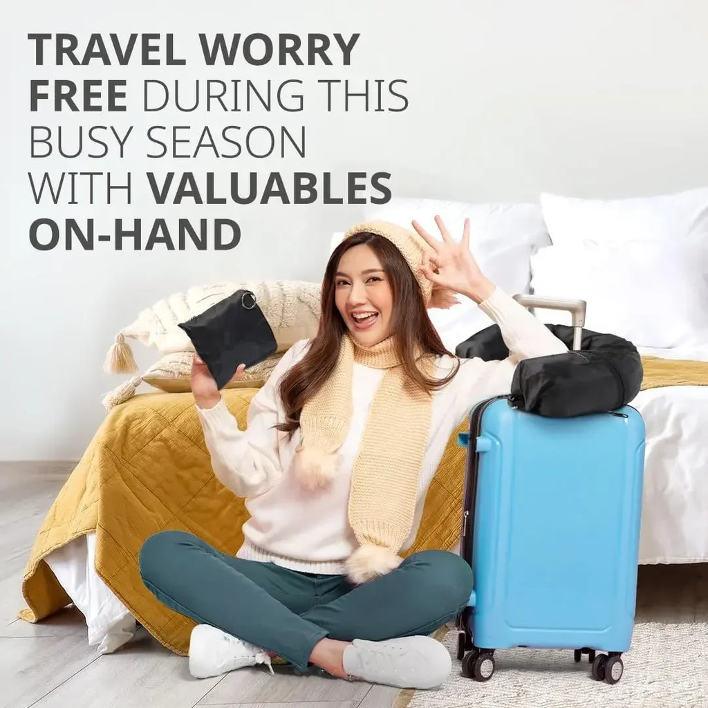 Funda de almohada de viaje rellenable – Cojín de cuello para avión, plegable y portátil