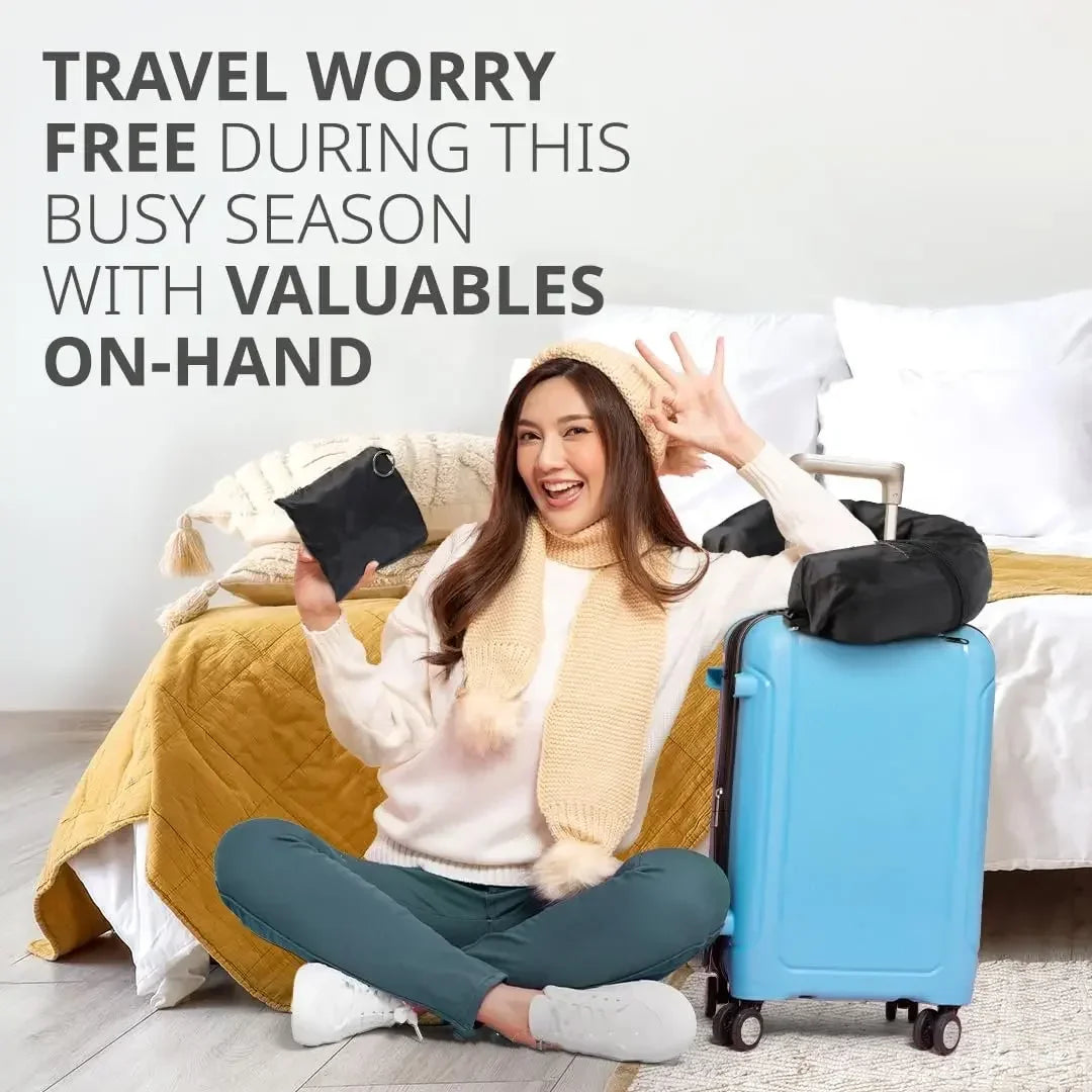 Funda de almohada de viaje rellenable – Cojín de cuello para avión, plegable y portátil