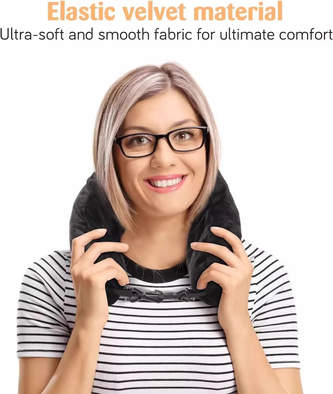 Funda de almohada de cuello en U de terciopelo – Rellenable con ropa, para viajes en avión