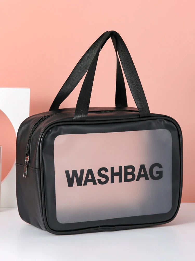 Neceser de viaje transparente PVC – Set 3 piezas con cremallera, bolsa maquillaje portátil