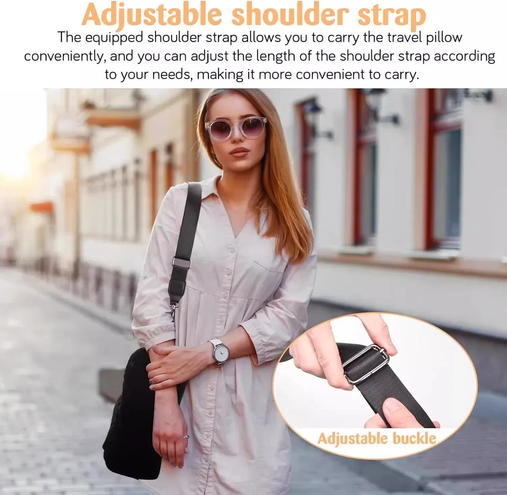 Funda de almohada de cuello en U de terciopelo – Rellenable con ropa, para viajes en avión