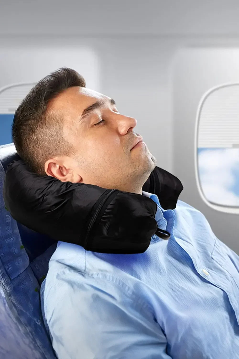 Funda de almohada de viaje rellenable – Cojín de cuello para avión, plegable y portátil