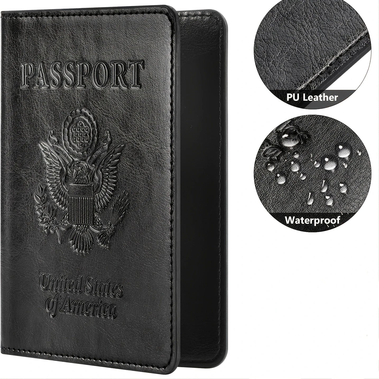 Funda para pasaporte con bloqueo RFID – Cartera de viaje en cuero PU con tarjetero