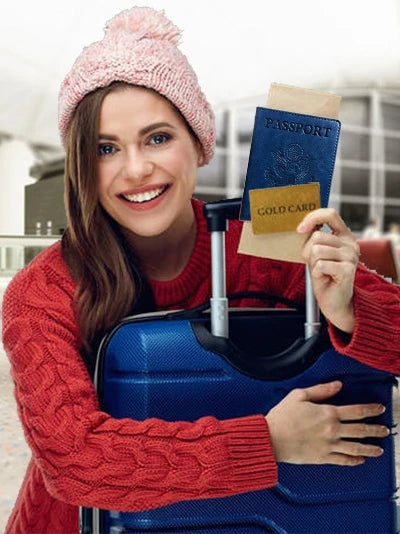 Funda para pasaporte con bloqueo RFID – Cartera de viaje en cuero PU con tarjetero