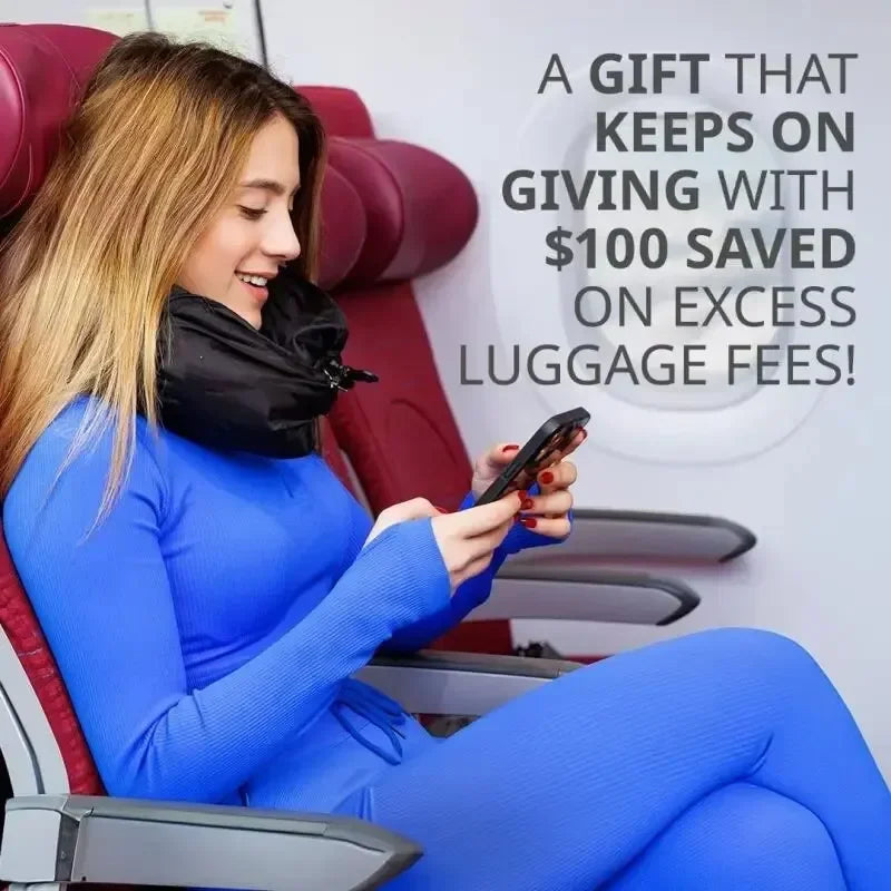 Funda de almohada de viaje rellenable – Cojín de cuello para avión, plegable y portátil