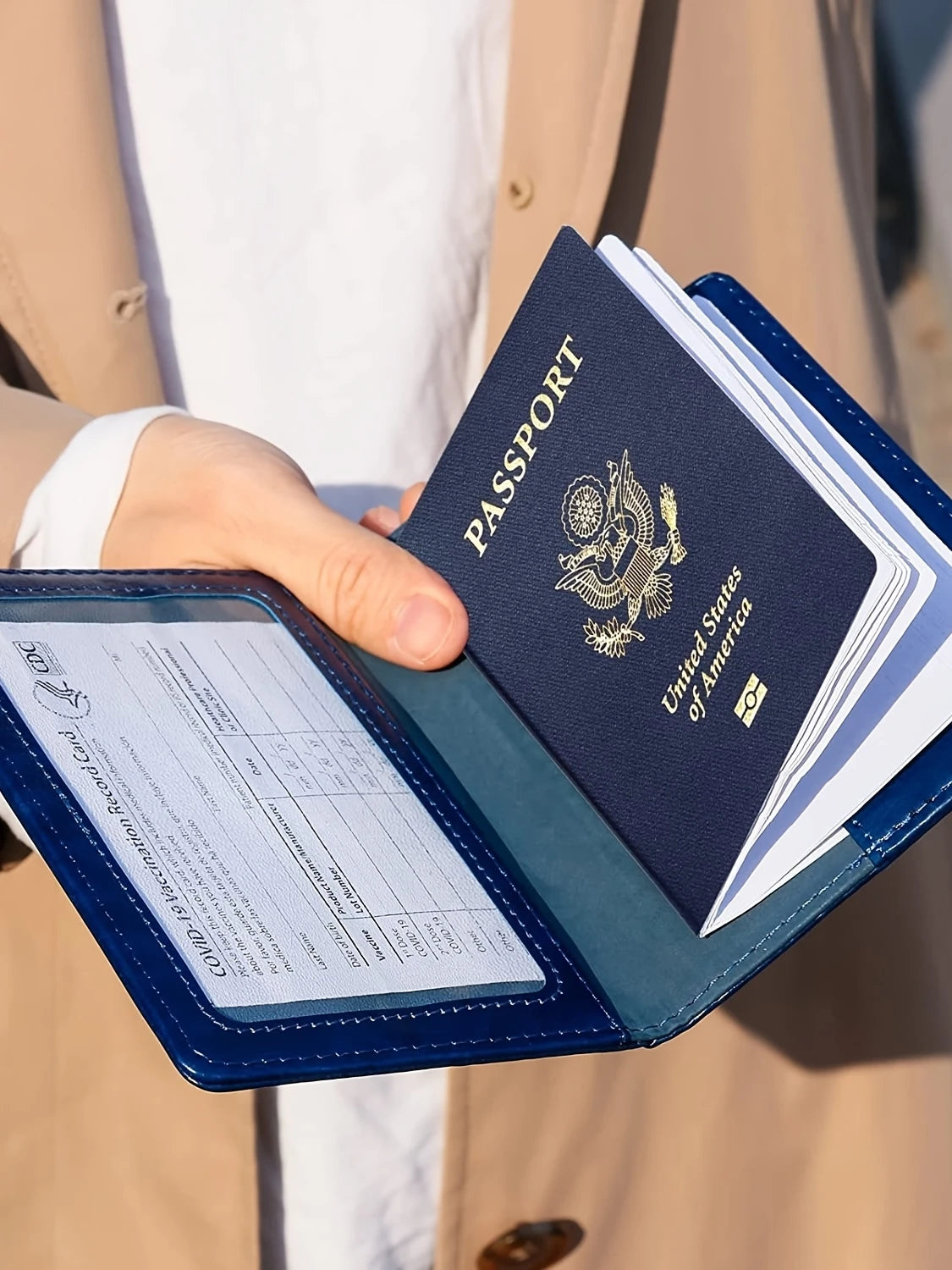 Funda para pasaporte con bloqueo RFID – Cartera de viaje en cuero PU con tarjetero