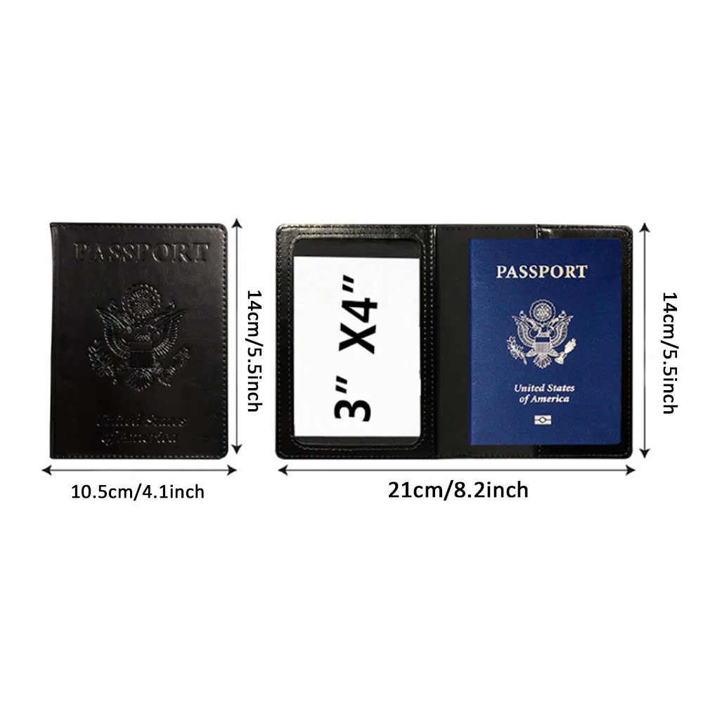 Funda para pasaporte con bloqueo RFID – Cartera de viaje en cuero PU con tarjetero