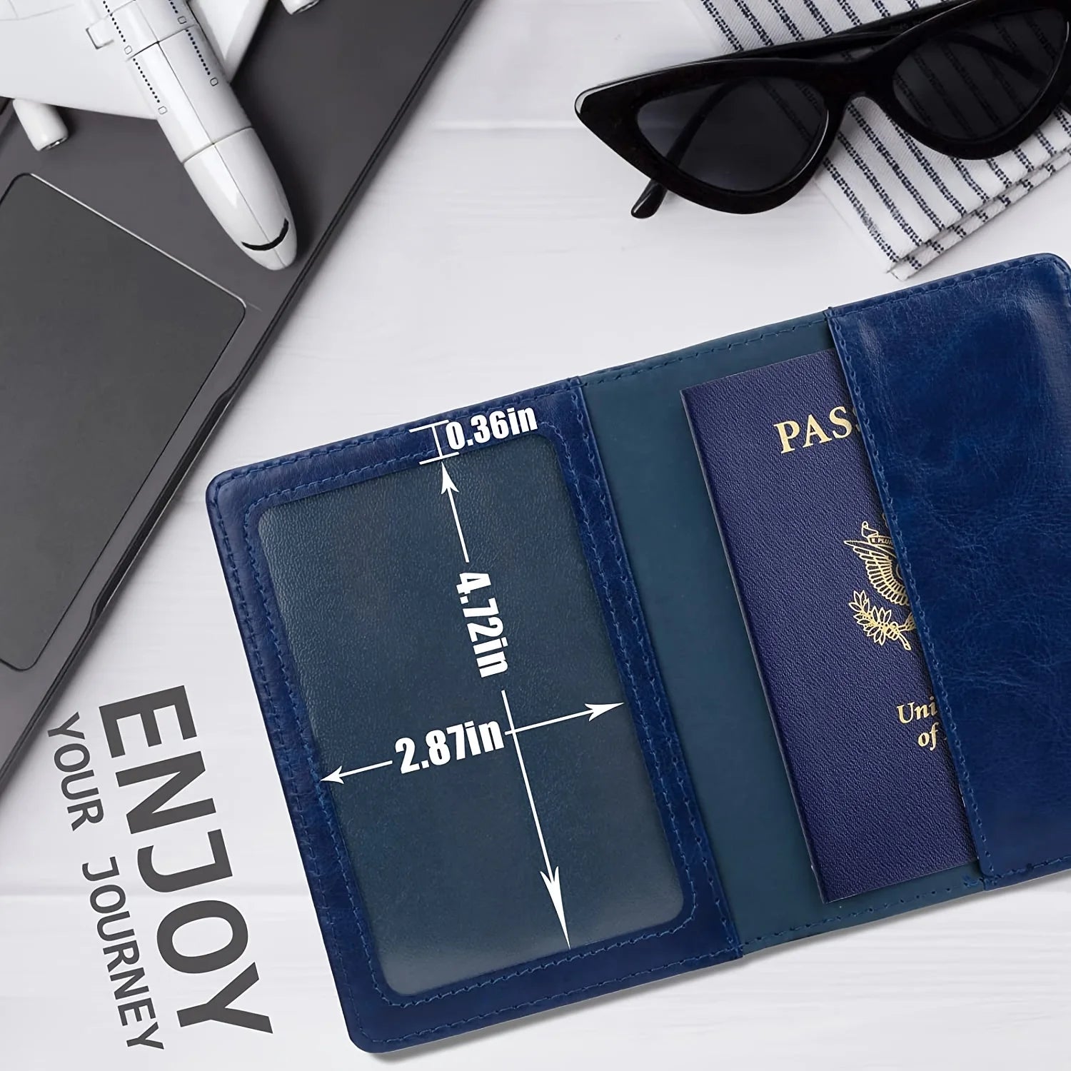 Funda para pasaporte con bloqueo RFID – Cartera de viaje en cuero PU con tarjetero