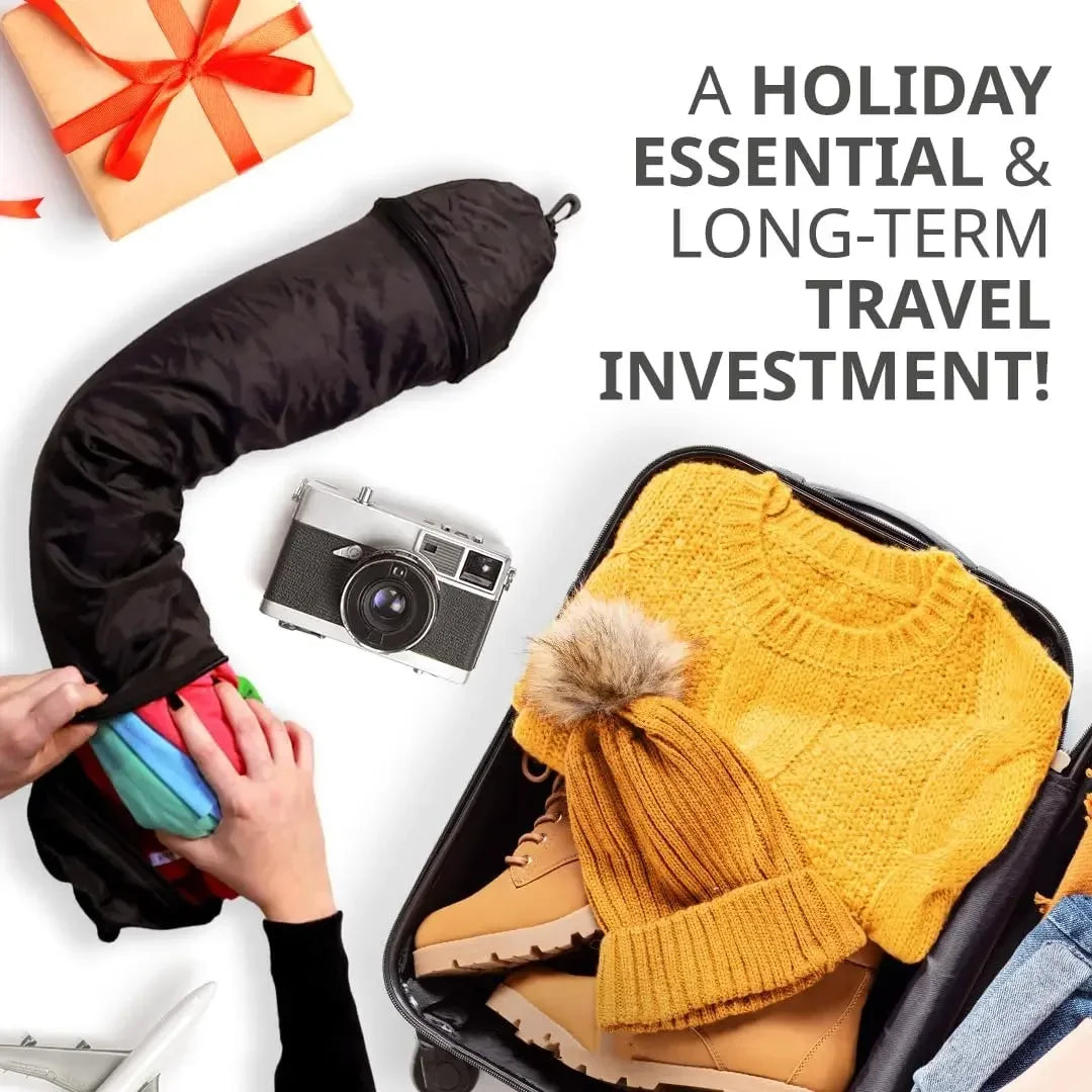 Funda de almohada de viaje rellenable – Cojín de cuello para avión, plegable y portátil