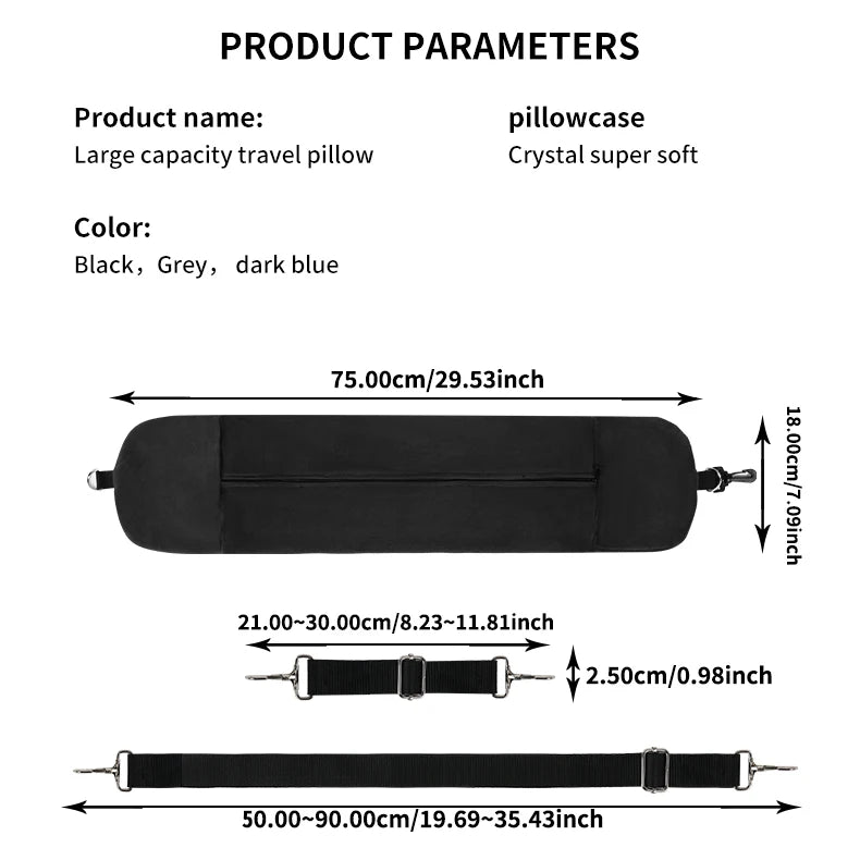 Funda de almohada de cuello en U de terciopelo – Rellenable con ropa, para viajes en avión