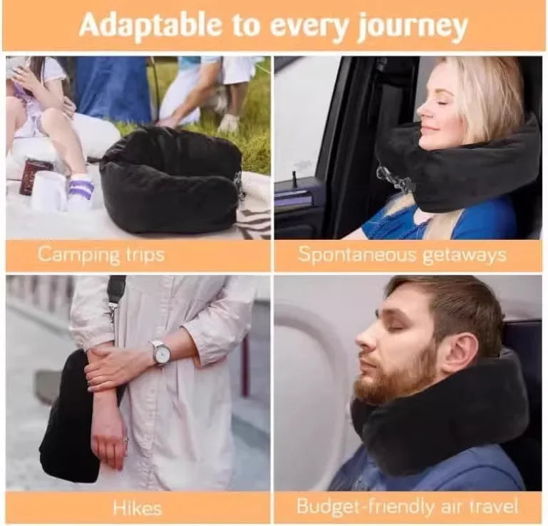 Funda de almohada de cuello en U de terciopelo – Rellenable con ropa, para viajes en avión