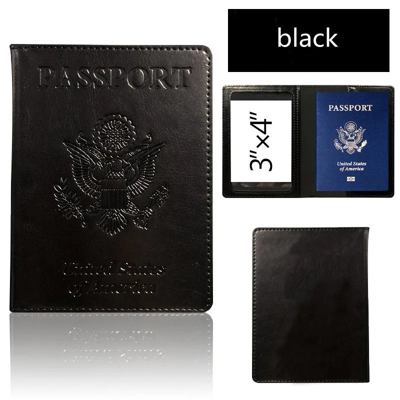 Funda para pasaporte con bloqueo RFID – Cartera de viaje en cuero PU con tarjetero