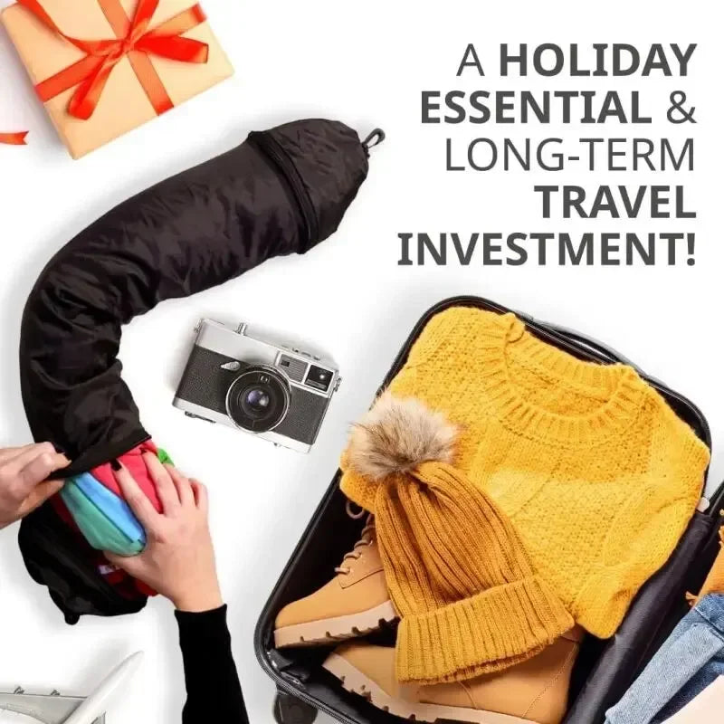 Funda de almohada de viaje rellenable – Cojín de cuello para avión, plegable y portátil