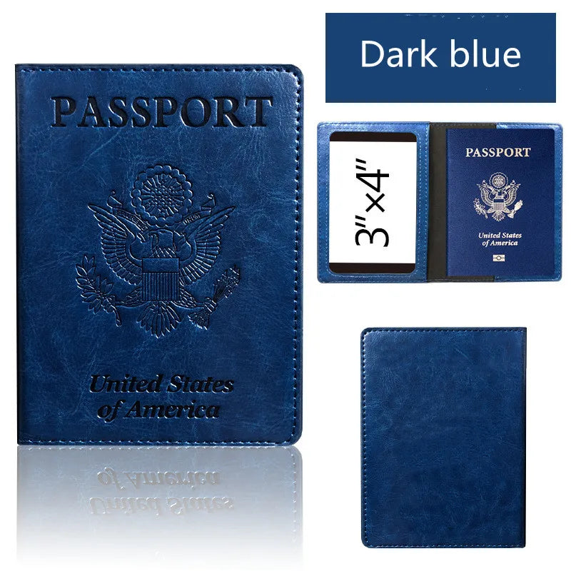 Funda para pasaporte con bloqueo RFID – Cartera de viaje en cuero PU con tarjetero