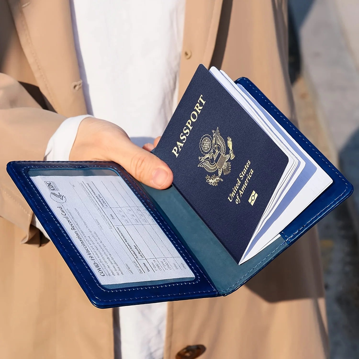 Funda para pasaporte con bloqueo RFID – Cartera de viaje en cuero PU con tarjetero