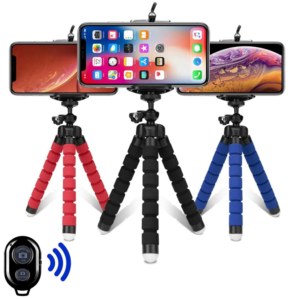 Mini trípode flexible para móvil y cámara – Soporte octopus portátil con clip