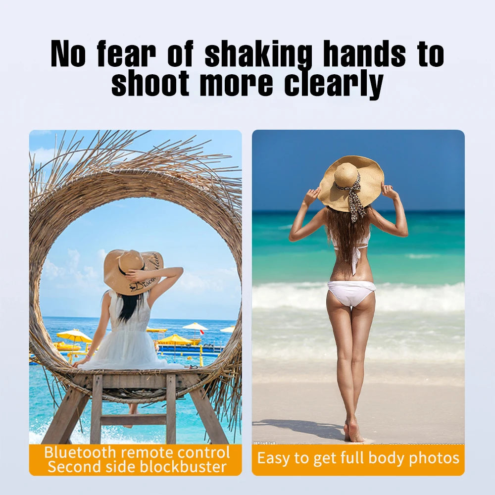 Palo selfie con trípode, luz LED y mando Bluetooth – Extensible hasta 71 cm