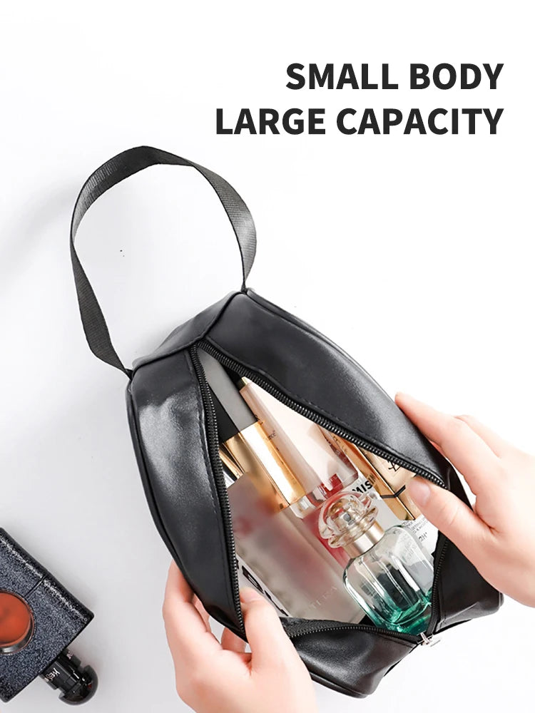 Neceser de viaje transparente PVC – Set 3 piezas con cremallera, bolsa maquillaje portátil
